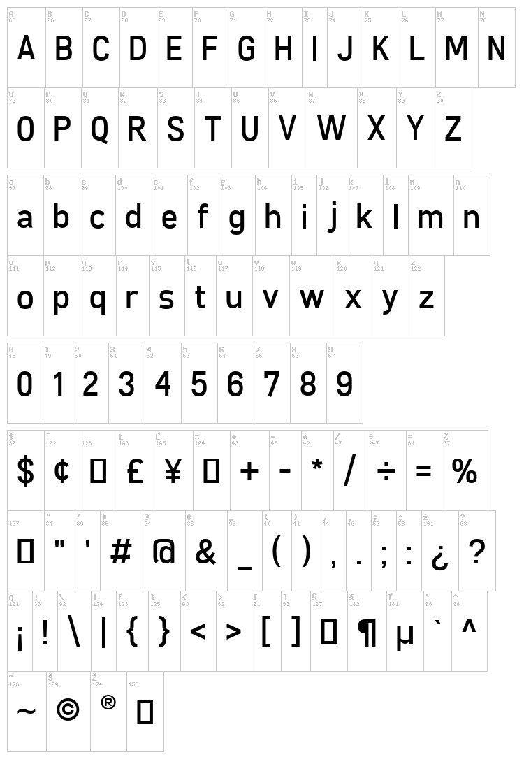 Freeroad font map